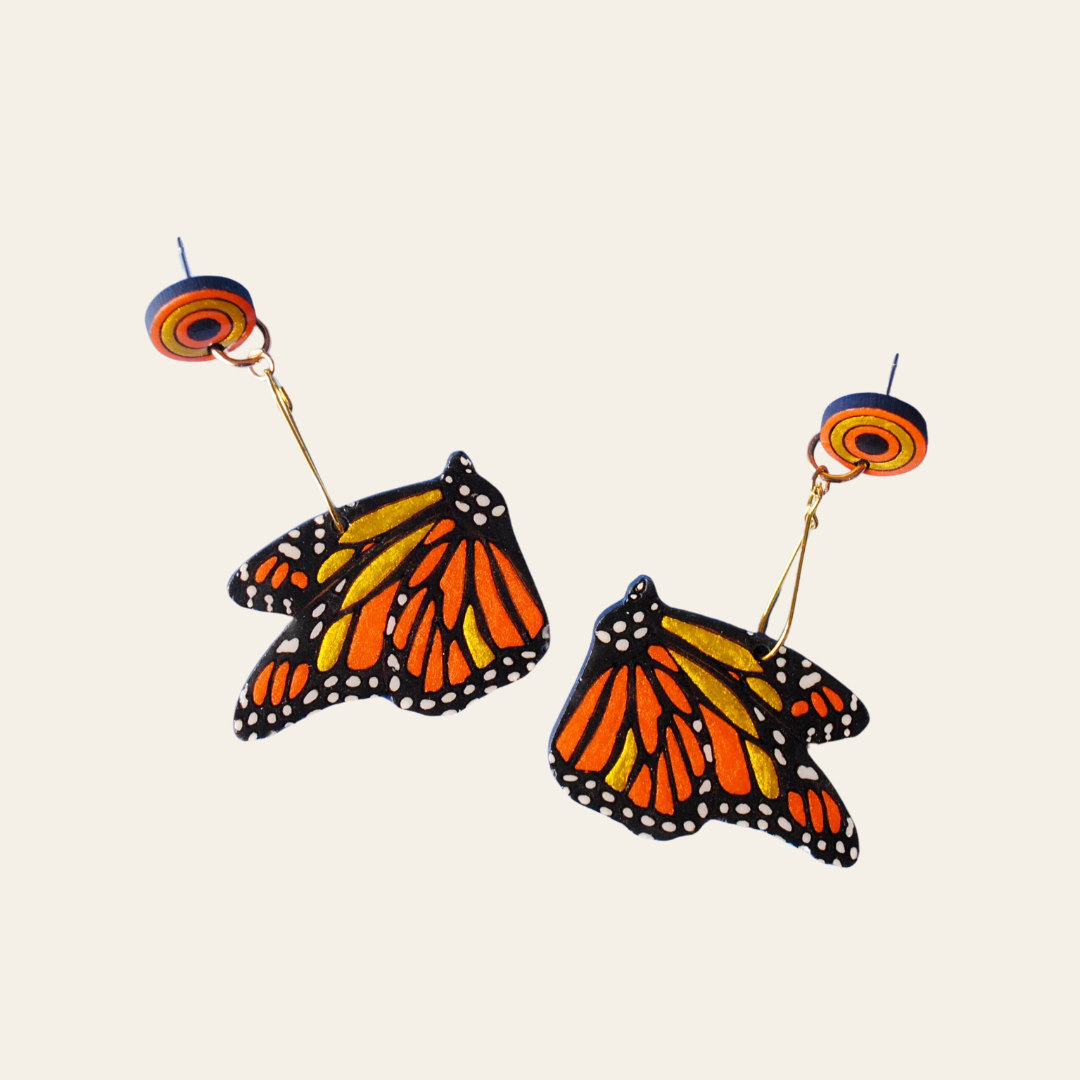 ARETES MARIPOSAS MONARCA