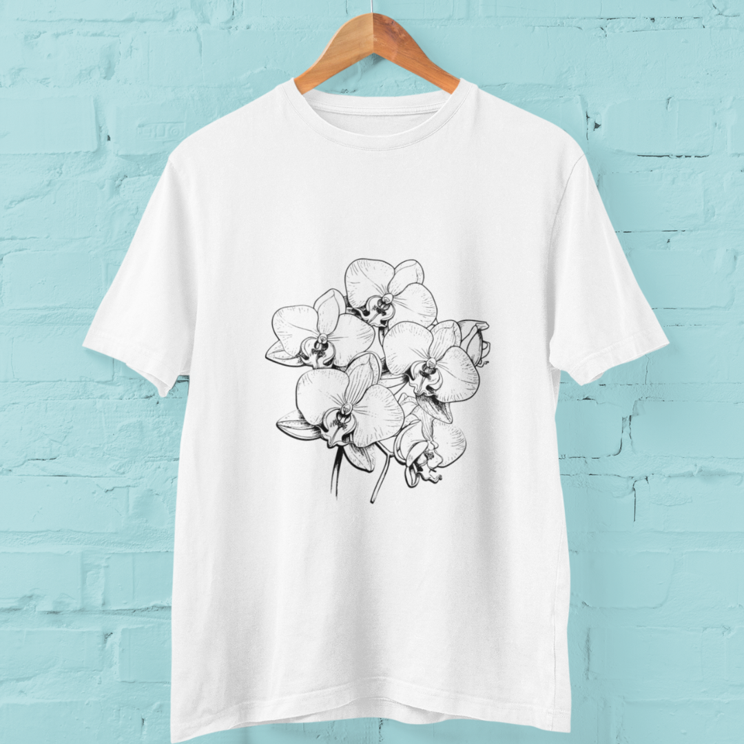Camiseta Blanca Orquideas