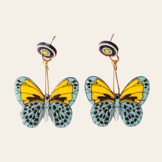 ARETES MARIPOSAS AZUL CLARO