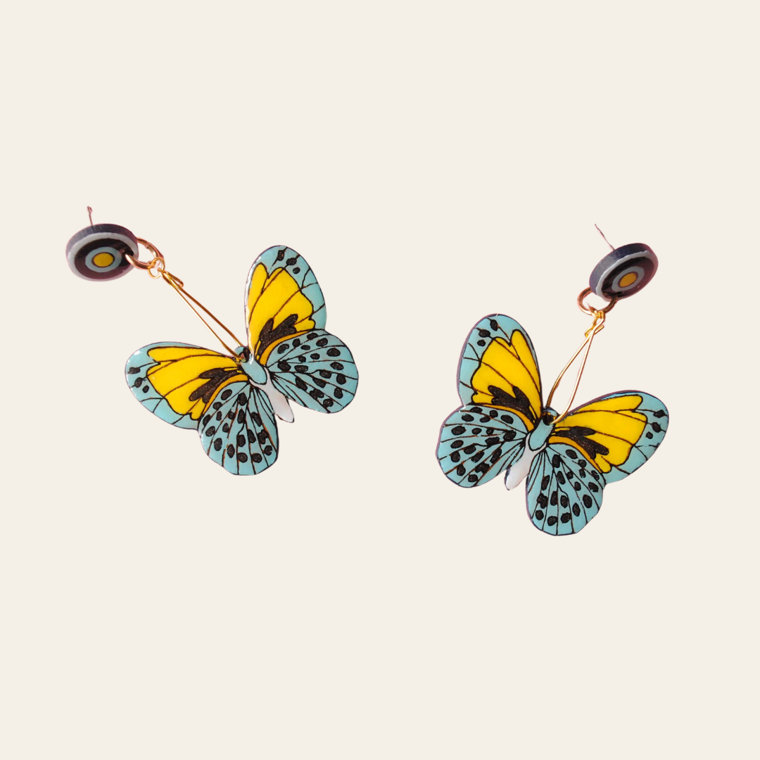 ARETES MARIPOSAS AZUL CLARO
