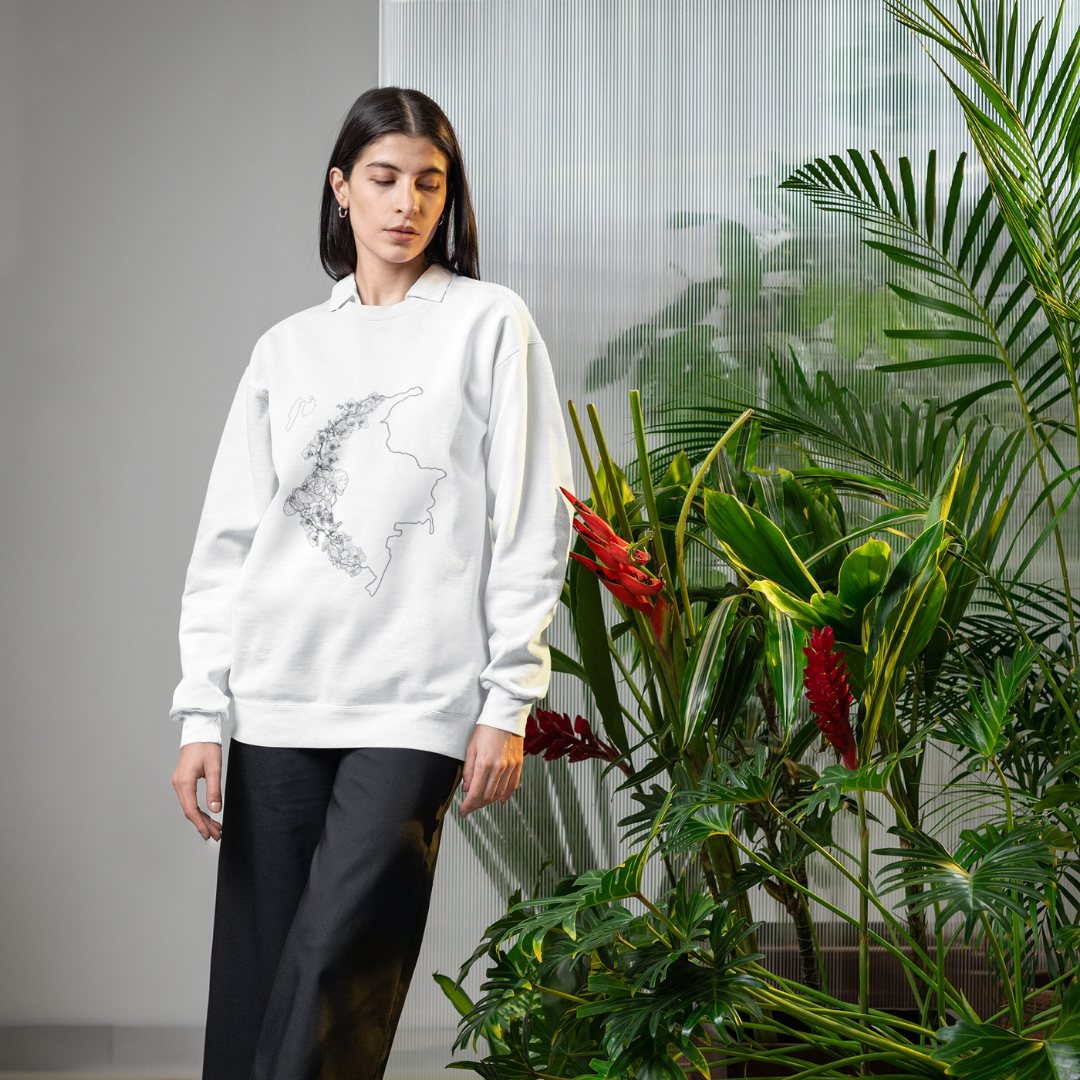 Saco blanco Colombia en Flor Orquideas